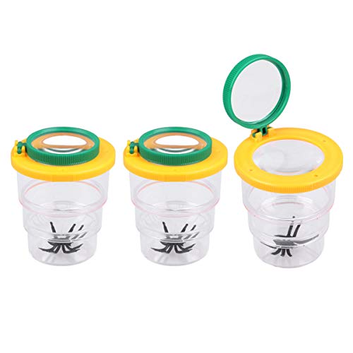 Toyvian 3Pcs Bug Viewer, Caja de Observación de Insectos Portátil Jaula de Insectos para Niños Juguetes de Exploración de Naturaleza