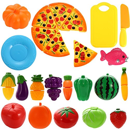 Twister.CK Pretend Play Food Toys, 24 Piezas Cutting Toy Set, Frutas y Verduras Educational Toys para niños y niños