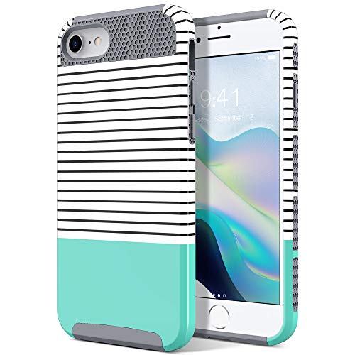 ULAK Funda Compatible con iPhone 7/8/SE 2020, Carcasa Hybrid de Doble Capa Dura Cubierta Trasera Shock Absorbente TPU Parachoques Caso para iPhone 7/iPhone 8/iPhone SE 2020 4,7 Pulgada - Rayas Menta ULAK Funda Compatible con iPhone 7/8/SE 2020, Carcasa Hybrid de Doble Capa Dura Cubierta Trasera Shock Absorbente TPU Parachoques Caso para iPhone 7/iPhone 8/iPhone SE 2020 4,7 Pulgada - Rayas Menta