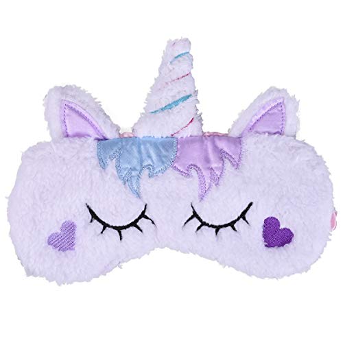 Ulife Mall 3D Unicornio Máscara de Sueño, Antifaz de viaje para dormir, Seda Natural Máscara de Ojos Antifaz de Dormir de Felpa Suave Sombra para Dormir para Niñas Mujeres Hombre - Morado