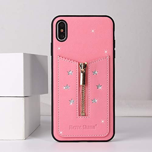 un known Reemplazo extraíble For la Caja Protectora Cielo iPhone XS MAX Estrellado de la Cremallera con la Tarjeta de Accesorios Slot (Color : Pink)