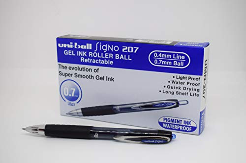 Uni-Ball Signo 207Rt - Bolígrafo ( Azul, de Plástico, Caucho), 12 Unidades