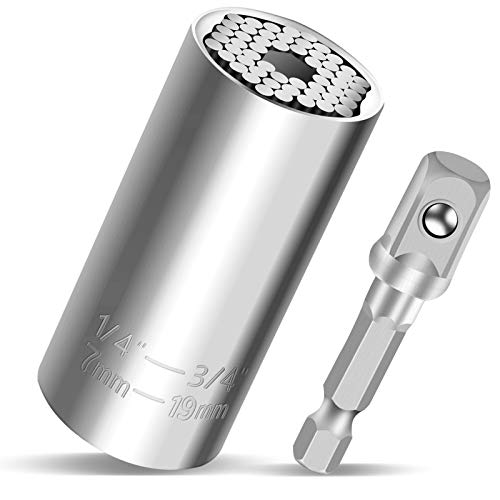 Universal Llave de Vaso,Multifuncional Herramientas de Mano Regalos Originales Hombre,7-19mm Juego Llave de Vaso con Taladro Adaptador,Carpinteria Herramienta Ideal como Regalo