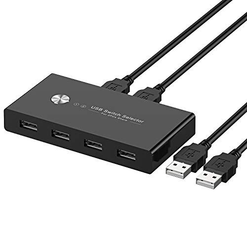 USB 2.0 Switch 4 Puertos Conmutador 2 Entradas y 4 Salidas, KVM Switch Ladron USB con 2 Cable USB para Compartir 4 Dispositivos de Teclado, Ratón, Memorias USB, Disco Duro, Impresoras, Escáneres, etc USB 2.0 Switch 4 Puertos Conmutador 2 Entradas y 4 Salidas, KVM Switch Ladron USB con 2 Cable USB para Compartir 4 Dispositivos de Teclado, Ratón, Memorias USB, Disco Duro, Impresoras, Escáneres, etc