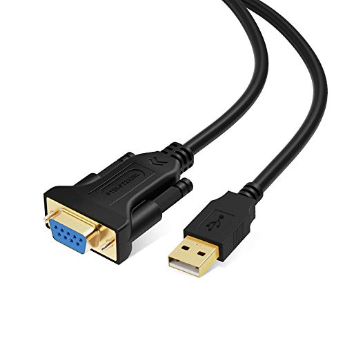 USB a RS232 Adaptador con chipset FTDI, CableCreation 3.3 ft USB 2,0 Macho a RS232 Hembra Cable convertidor Serial DB9 para Windows 10, 8,1, 8, 7, Vista, XP, 2000, Linux y Mac OS X 10.6, Negro