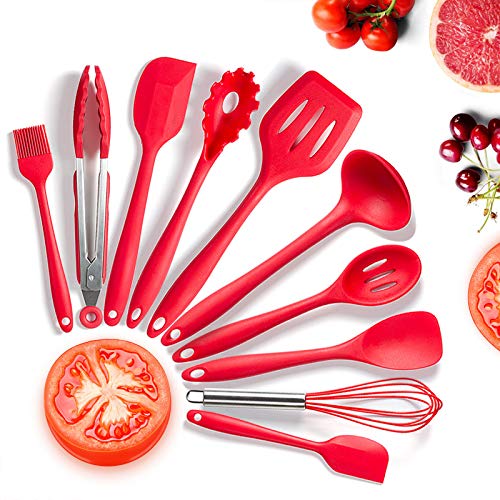 Utensilios Cocina de Silicona,KagoLing 10 Piezas Juego de Utensilios de Cocina Resistentes al Calor y Antiadherentes con Mango de para Utensilios Utensilios Cocina de Silicona,KagoLing 10 Piezas Juego de Utensilios de Cocina Resistentes al Calor y Antiadherentes con Mango de para Utensilios