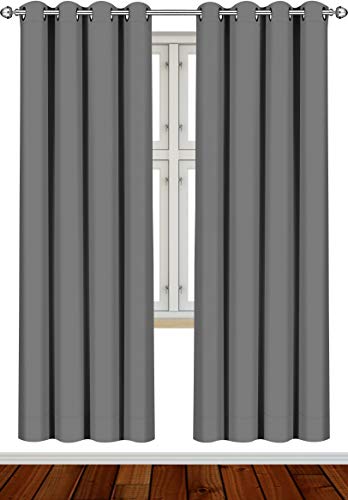Utopia Bedding Cortina Opaca - Cortinas Aislantes Térmicas - Juego de 2 Paneles con Ojales - (140 x 245 cm, Gris)