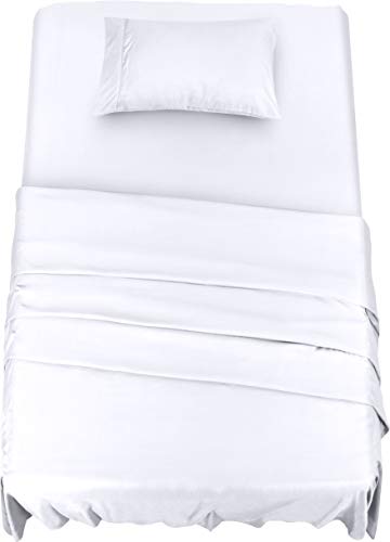 Utopia Bedding Juego Sábanas de Cama - Microfibra Cepillada - Sábanas y 1 Funda de Almohada - (Cama 90, Blanco)