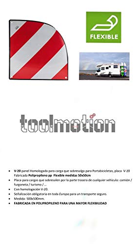 V-20 Panel Homologada para Carga Que sobresalga para Portabicicletas, Placa V-20 Fabricada Polipropileno PP Flexible Medidas 50x50cm V-20 Panel Homologada para Carga Que sobresalga para Portabicicletas, Placa V-20 Fabricada Polipropileno PP Flexible Medidas 50x50cm