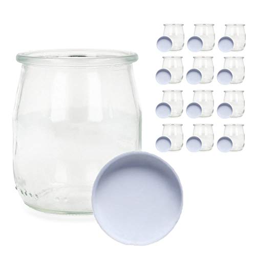 Vasos yogurtera de cristal con tapa pack de 12 botes para yogurtera de 150 Ml tarros para postres recipiente para moulinex, lidl, severin, braum y resto de yogurteras (Tapa Blanca) (150) Vasos yogurtera de cristal con tapa pack de 12 botes para yogurtera de 150 Ml tarros para postres recipiente para moulinex, lidl, severin, braum y resto de yogurteras (Tapa Blanca) (150)