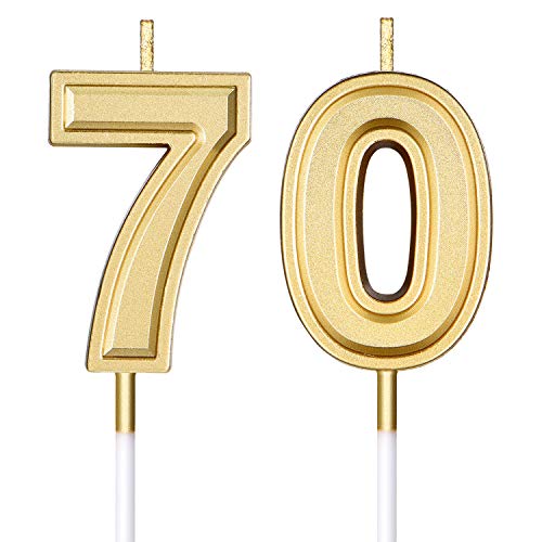 Velas de Cumpleaños de Años 70 Velas de Pastel Numeral Decoración de Topper de Velas de Feliz Cumpleaños para Suministros de Celebración de Aniversario Boda Cumpleaños