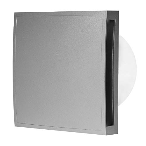 Ventilador de baño de 150 mm de diámetro con temporizador, con parte frontal plateada, ventilador de pared para baño, cocina, para habitaciones pequeñas, silencioso Ventilador de baño de 150 mm de diámetro con temporizador, con parte frontal plateada, ventilador de pared para baño, cocina, para habitaciones pequeñas, silencioso