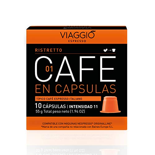 Viaggio Espresso Cápsulas de café compatibles con máquinas Nespresso Ristretto (60 Cápsulas)