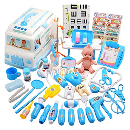 Viesky Caja de ambulancia eléctrica 52/65 piezas/set niñas juego de roles médico juego de medicina