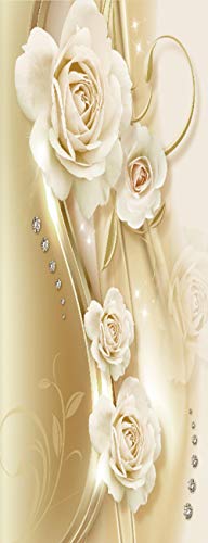 Vinilos para Puertas Autoadhesiva Extraíble Impermeable Papel Pintado Póster Decorativas de pegatinas puertas para Cuarto y Baño 86x200cm - Rosa de la Vendimia
