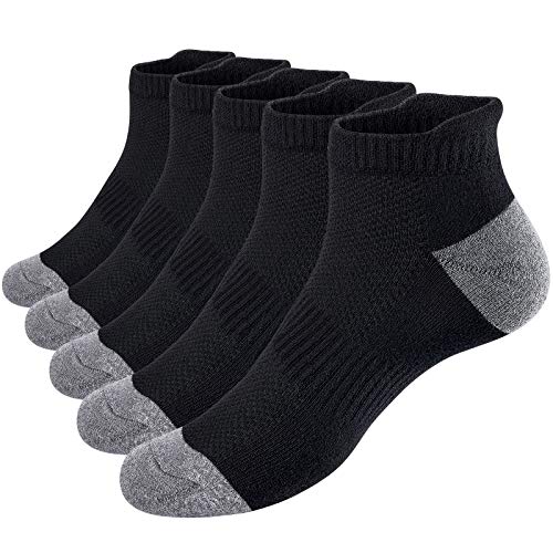 VoJoPi 5 Pares Calcetines Running Hombre, Calcetines Deporte Tobilleros con Anti-Rozaduras, Calcetines Algodon Transpirables para Fitness, Maratón, Tenis 39-46, Negro& gris VoJoPi 5 Pares Calcetines Running Hombre, Calcetines Deporte Tobilleros con Anti-Rozaduras, Calcetines Algodon Transpirables para Fitness, Maratón, Tenis 39-46, Negro& gris