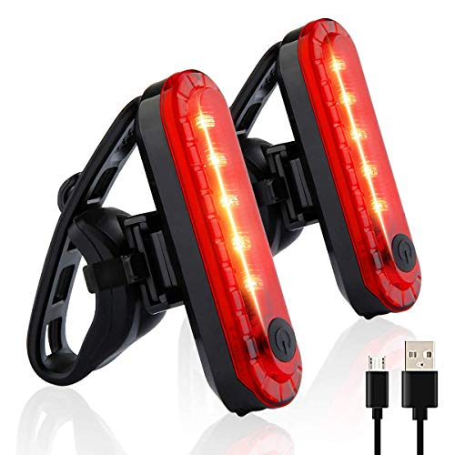 Volcano Eye Luz Trasera de Bicicleta (2 pcs), Luz de Destello de Seguridad USB Recargable Ultra Brillante LED Rojo Fácil de Instalar de Alta Intensidad para Bici de Carretera, Cascos