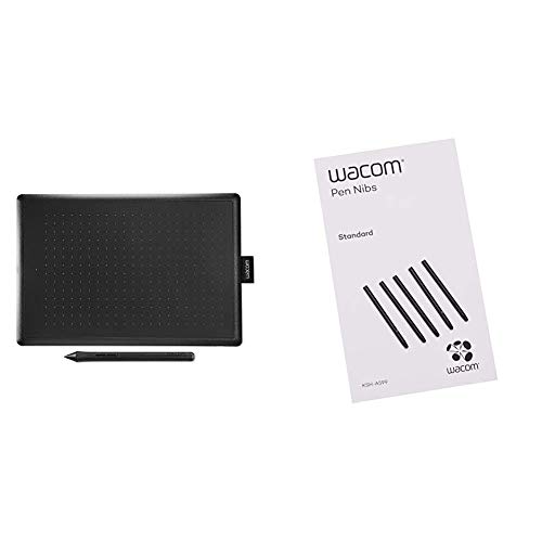 Wacom One by Wacom Medium - Tableta gráfica con lápiz Digital Sensible a la presión + ACK-20001 - Punta de bolígrafo Digital (Pack de 5 Unidades)