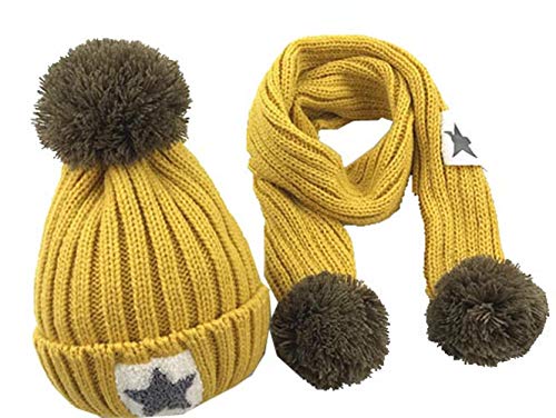 Wamvp Infantil bebé Sombrero y Bufandas de Punto otoño Invierno niños niñas Beanie Gorras Conjunto