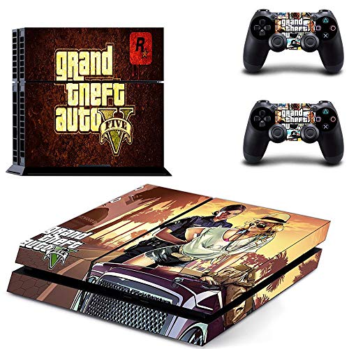 WANGPENG Grand Theft Auto GTA 5 Ps4 Pegatina Play Station 4 Piel PS 4 Pegatina Cubierta de calcomanías para Playstation 4 Ps4 Consola y Pieles de Controlador