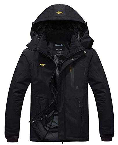 Wantdo Chaqueta de Esquí Impermeable Montaña Chaqueta Aislada con Vellón Cálida Invierno Chaqueta de Nieve con Capucha Abrigo Snowboard para Exteriores para Hombre Negro Small Wantdo Chaqueta de Esquí Impermeable Montaña Chaqueta Aislada con Vellón Cálida Invierno Chaqueta de Nieve con Capucha Abrigo Snowboard para Exteriores para Hombre Negro Small