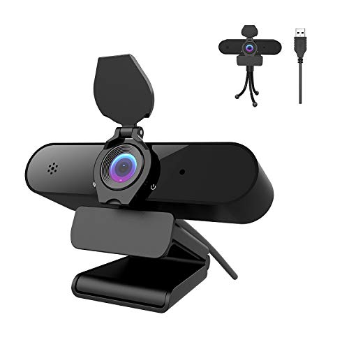 Webcam PC 2K/4MP/1440P con micrófono, Cámara Web Full HD con Webcam Cover Y trípode, Vista Gran Angular de 115 °, USB Plug and Play para Videollamadas, Conferencias, Juegos con Clip Giratorio