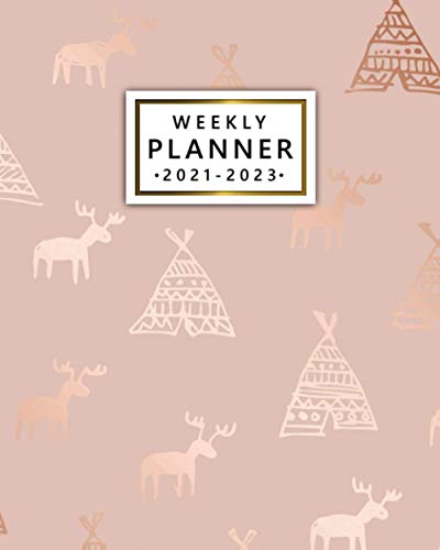 Weekly Planner 2021-2023: Native Rose Gold Doodles 3 Year Agenda, Calendar, Organizer | Diary with To Do Lists, Vision Boards, Notes, Holidays | Hand Drawn Moose, Tribal Tent