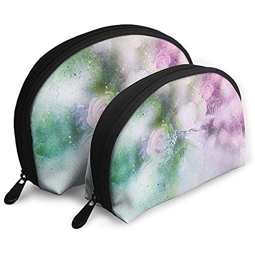 White Rose Art Abstract Bolsas portátiles Bolsa de Maquillaje Bolsa de Aseo, Bolsas de Viaje portátiles multifunción Pequeña Bolsa de Embrague de Maquillaje con Cremallera