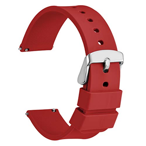 WOCCI Silicona Correa Reloj 20mm con Hebilla de Acero Inoxidable, Liberación Rápida y Unisex (Rojo)