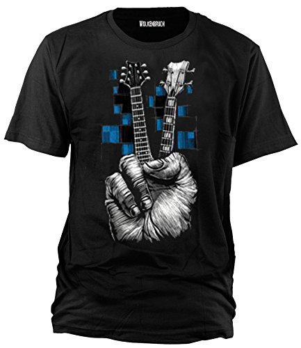 Wolkenbruch - Camiseta de dedos de guitarra con símbolo de paz, rock (talla M-XXXXXL) Negro XXL