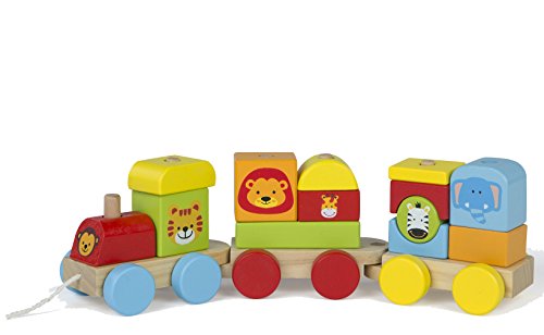 WOOMAX - Tren de madera Animales de - 16 piezas (ColorBaby 43608) , color/modelo surtido
