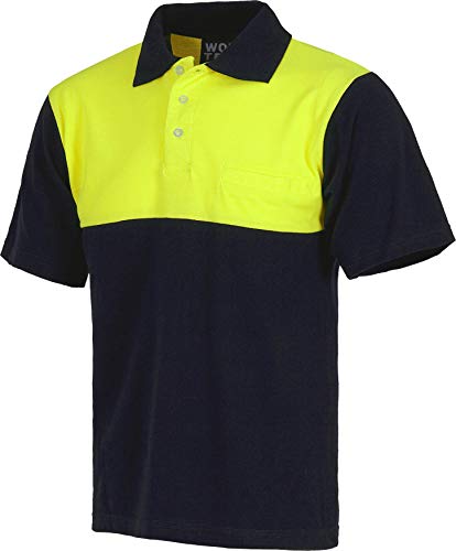 Work Team Polo Manga Corta con canesú Combinado, un Bolso de Pecho. Hombre Marino+Amarillo A.V. 4XL Work Team Polo Manga Corta con canesú Combinado, un Bolso de Pecho. Hombre Marino+Amarillo A.V. 4XL