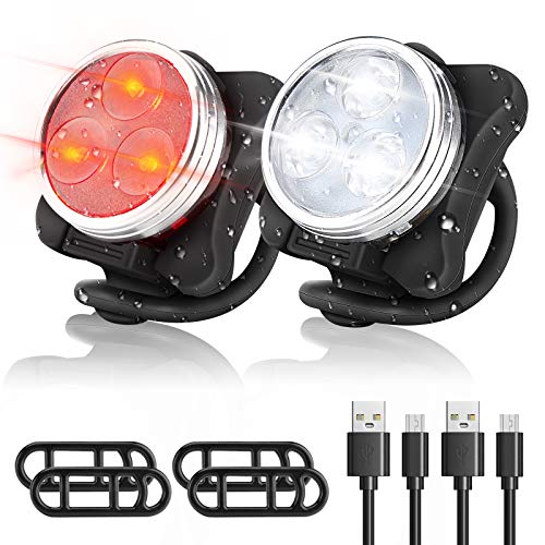 WOTEK Luces Bicicleta Recargable USB, IPX5 4 Modos Luces Bicicleta Delantera y Trasera Linterna Bicicleta Impermeable para Ciclismo Carretera y Montaña para la Noche WOTEK Luces Bicicleta Recargable USB, IPX5 4 Modos Luces Bicicleta Delantera y Trasera Linterna Bicicleta Impermeable para Ciclismo Carretera y Montaña para la Noche