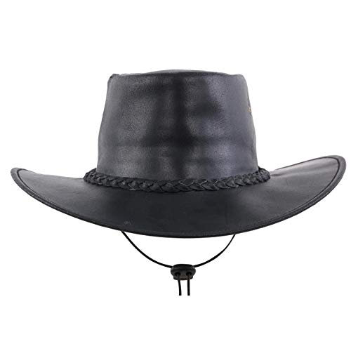wow Australia - Sombrero plegable de piel de vacuno para mujer y hombre, en 3 colores negro M
