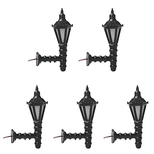 WOWOWO 5 Piezas LED de luz de Pared Modelo de Poste de luz lámparas de ferrocarril Linterna DIY G Escala 1:25 3 V