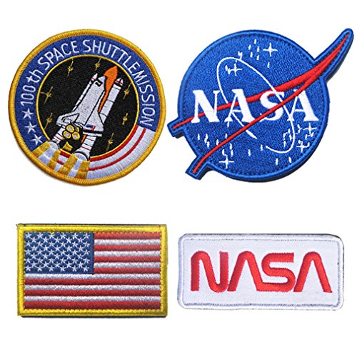 WZT 4 parches tácticos de la bandera – Combinación de EE.UU. NASA Parche bordado Morale Lot Parches bordados militares