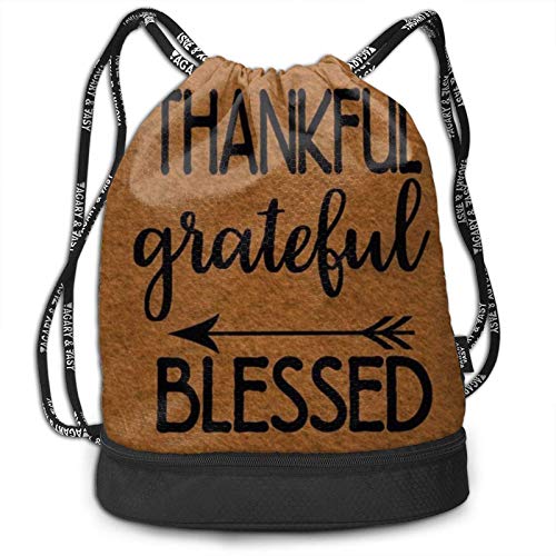 XCNGG Thankful Grateful Blessed Mochila con cordón Mochila Multifuncional Mochila Mochila con Compartimento con Cremallera Bolsa de Hilo para Hombres Mujeres Adolescentes Natación Deportes Gimnasio