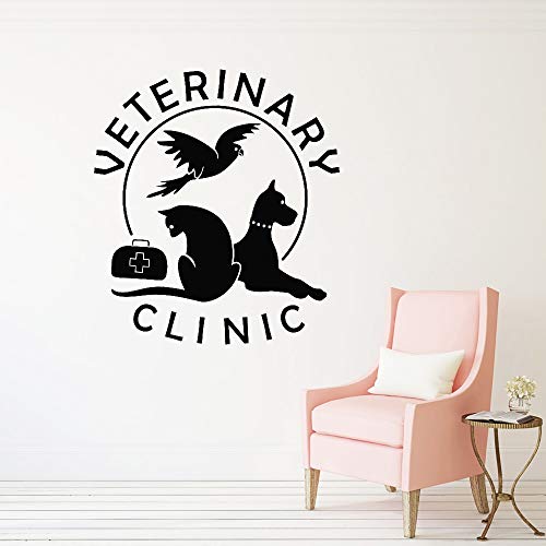 XCSJX Hospital Shop Cat Dog Tatuajes de pared para mascotas Clínica veterinaria Vinilo Pegatinas de pared Aseo Salón de arte Mural Vinilos para ventanas extraíbles 57X64 cm