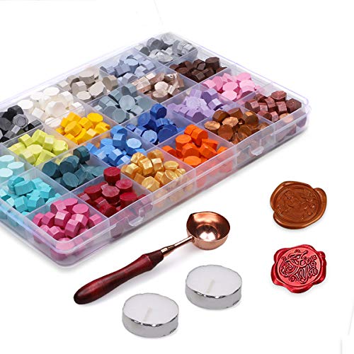 Xiangmall 600 Piezas Cuentas de Cera de Sellado Retro Colorido Perlas de Cera Sello con Velas de Té y Cuchara de Fundir para Sello de Cera Boda Sobres Invitaciones Caja de Regalo (24 colores) Xiangmall 600 Piezas Cuentas de Cera de Sellado Retro Colorido Perlas de Cera Sello con Velas de Té y Cuchara de Fundir para Sello de Cera Boda Sobres Invitaciones Caja de Regalo (24 colores)