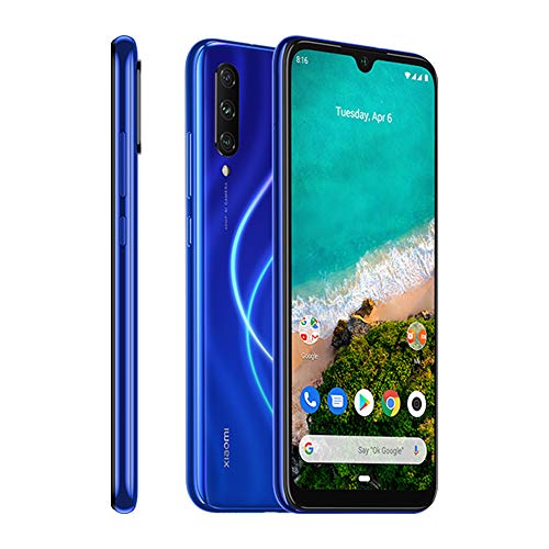 Xiaomi Mi A3 Smartphones 4 GB RAM + 128 GB ROM, Pantalla de 6.088', Procesador Octa-Core, 32 MP Frontal y 48 MP AI Triple Cámara, Color Azul (Otra version Europea)