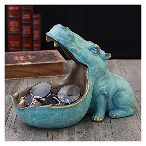 XIAOQIU Estatua 3D hipopótamo Estatua Escritorio Escultura Caja de Almacenamiento Mesa decoración estatuilla Miniatura Animal Decorativo Arte decoración del hogar Escultura (Color : A)