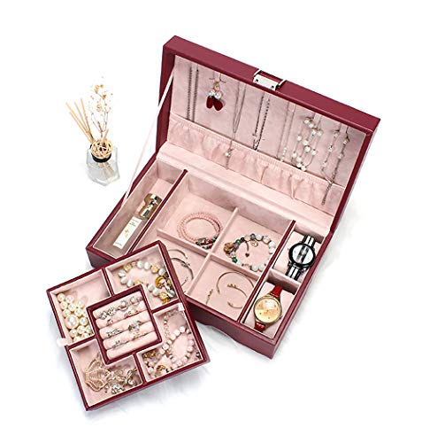 XM&LZ Estuche Joyero con 4 Caja De Reloj,PU Cuero Estuche De Joyas con Bandeja Extraíble,Forro De Terciopelo,7 Ganchos Collares,para Las Mujeres Rojo 30x20x9cm(12x8x4inch) XM&LZ Estuche Joyero con 4 Caja De Reloj,PU Cuero Estuche De Joyas con Bandeja Extraíble,Forro De Terciopelo,7 Ganchos Collares,para Las Mujeres Rojo 30x20x9cm(12x8x4inch)