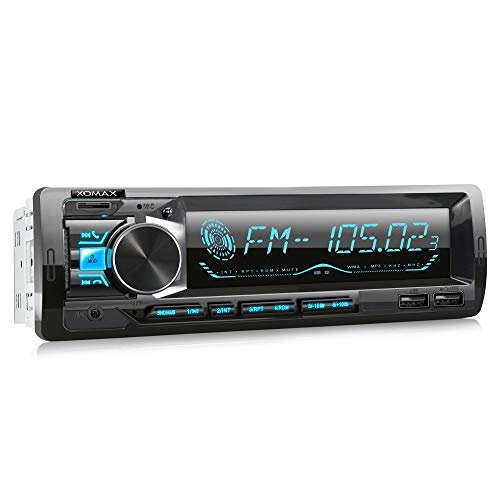 XOMAX XM-R279 Autoradio Radio de Coche con Bluetooth Manos Libres y música I USB y SD (128 GB por Medio) I WMA WAV I AUX-IN I DIN 1 I Marco Integrado