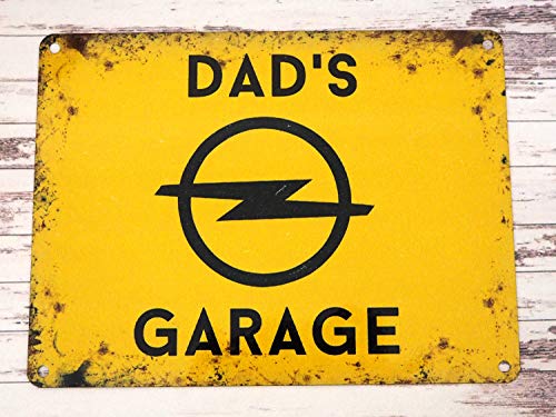 XunYun Dad's Opel Yellow Garage - Cartel pequeño de chapa – Retro Classic Car Gift – Rekord GT 30 x 20 cm