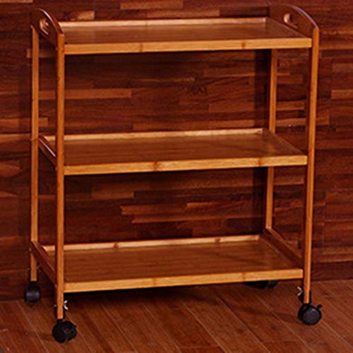 YBWEN Carros de Almacenamiento Cocina móvil Cesta de Madera sólida de los hogares de la Compra de múltiples Funciones de Compras for Cocina Baño (Color : Marrón, Size : 60x70x33cm)