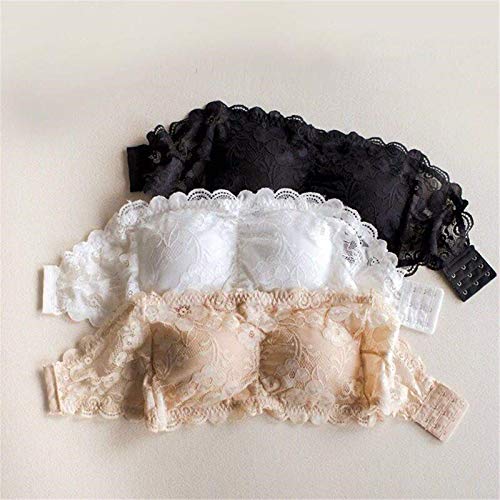 YEKONG Sexy Lace Strapless Bra for Women Convertible Push Up Tube Bra with Underwire D 3PCS YEKONG Sexy Lace Strapless Bra for Women Convertible Push Up Tube Bra with Underwire D 3PCS