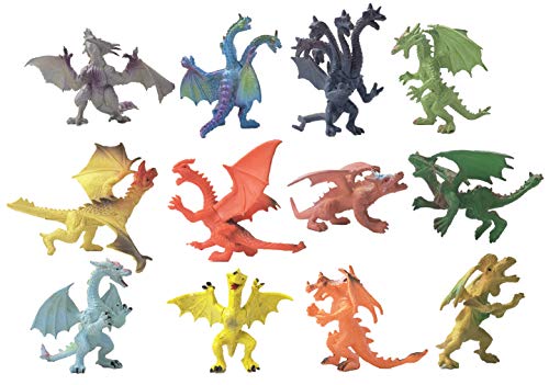 YIJIAOYUN   12 Piezas Creativas del dragón Volador Figuras Frescas del Castillo de Beasties, Estilos Variados para favores de Fiesta o Medias rellenas