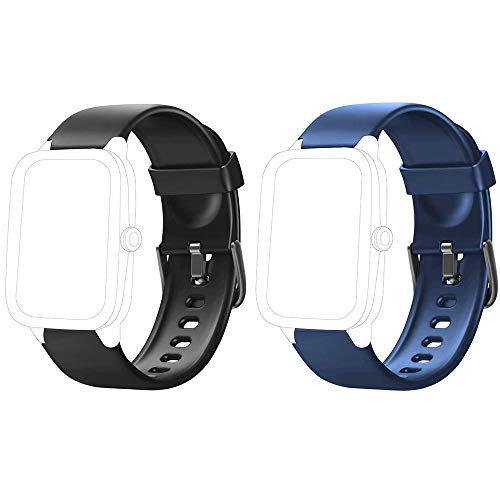 Yishark Pulseras de Repuesto para Fitness Tracker Correa ID205 ID205L ID205S ID205U Correa Repuesto de Reloj Deportivo Inteligente Pulseras Actividad Contador Pasos Calorías Podometro (Negro + Azul)