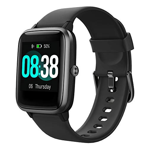 YONMIG Reloj Inteligente Mujer y Hombre, Smartwatch Impermeable IP68 Pulsera Actividad Deportivo con Monitor de Sueño, Pulsómetro, Pantalla Táctil Completa Reloj Fitness para Android y iOS (Negro)