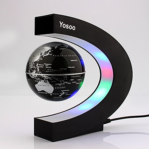 Yosoo C Forma Decoración Levitación Magnética Flotante Mapa del Mundo Globo Luz LED, globo flotante con LED luces de adornos para el hogar y la oficina